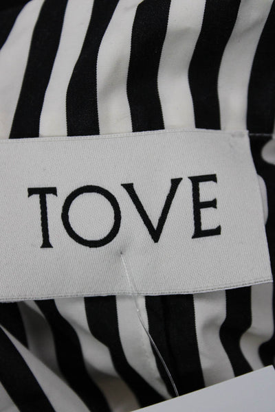 Tove Womens Tunic Blouse Black Striped Collared Long Sleeve Cotton Size 34
