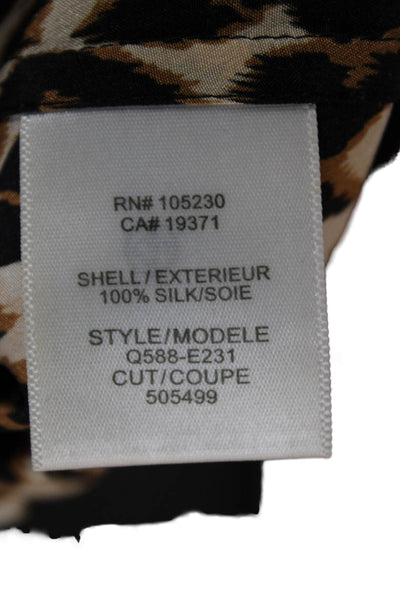 Equipment Femme Women Silk Animal Print Collared Long Sleeve Blouse Size XS