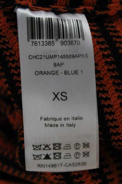 Chloe Womens Orange Striped Cotton Boat Neck Longsleeve Pullover Sweater Size XS