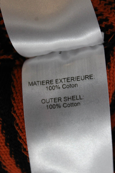Chloe Womens Orange Striped Cotton Boat Neck Longsleeve Pullover Sweater Size XS