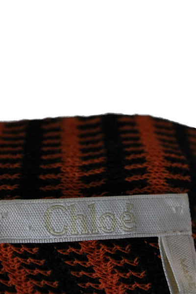 Chloe Womens Orange Striped Cotton Boat Neck Longsleeve Pullover Sweater Size XS