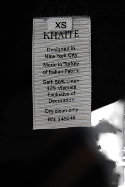 Khaite Women Button-Up Linen Collared Long Sleeve Top Black Size XS