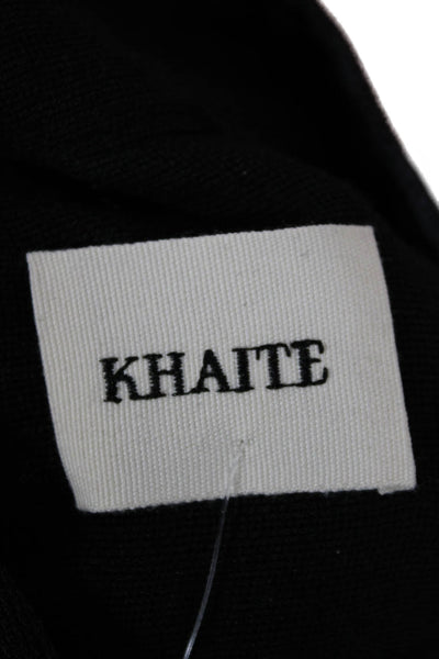 Khaite Women Button-Up Linen Collared Long Sleeve Top Black Size XS