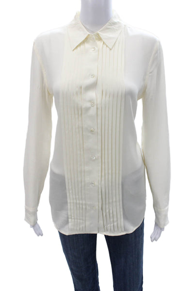 Equipment Femme Women Silk Collared Long Sleeve Blouse Basic Ivory Size XS