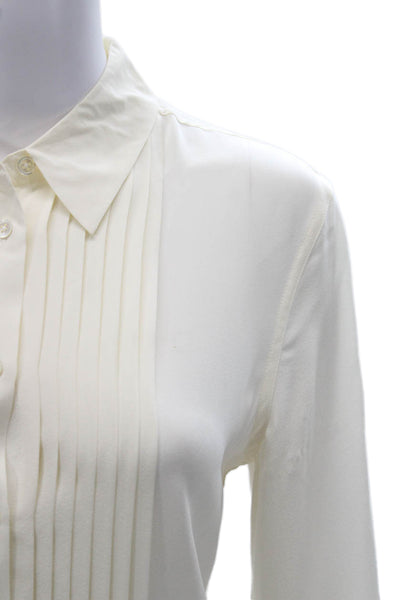 Equipment Femme Women Silk Collared Long Sleeve Blouse Basic Ivory Size XS