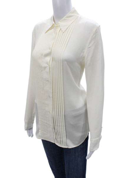 Equipment Femme Women Silk Collared Long Sleeve Blouse Basic Ivory Size XS