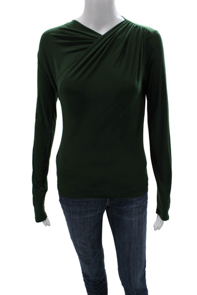 Zara Womens Green Cowl Neck Long Sleeve Basic Blouse Polyester Size S