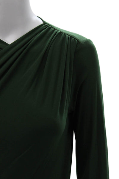 Zara Womens Green Cowl Neck Long Sleeve Basic Blouse Polyester Size S