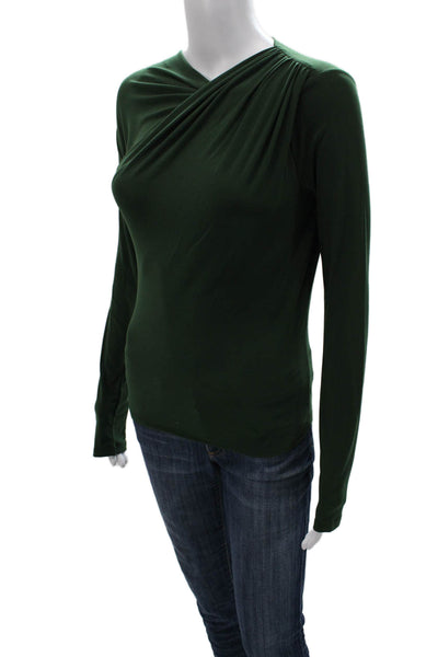 Zara Womens Green Cowl Neck Long Sleeve Basic Blouse Polyester Size S