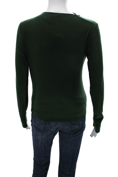 Zara Womens Green Cowl Neck Long Sleeve Basic Blouse Polyester Size S