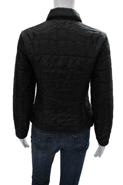Anne Fontaine Womens Quilted Jacket Black Zip Geometric Long Sleeve Size 1