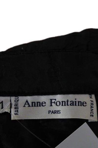 Anne Fontaine Womens Quilted Jacket Black Zip Geometric Long Sleeve Size 1