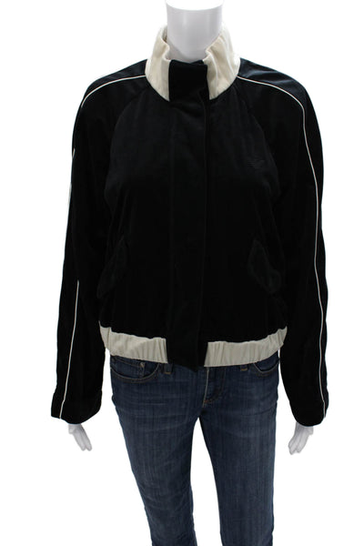 Emporio Armani Women Track Jacket Black Polyester Zip Long Sleeve Size 42