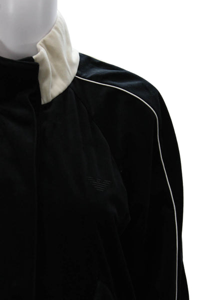Emporio Armani Women Track Jacket Black Polyester Zip Long Sleeve Size 42