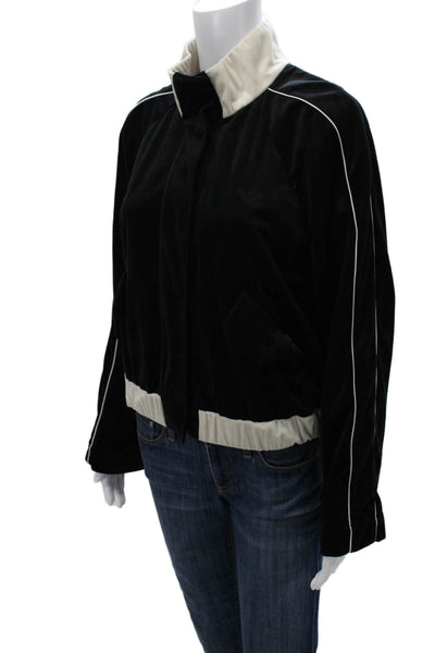 Emporio Armani Women Track Jacket Black Polyester Zip Long Sleeve Size 42