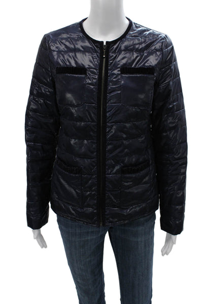 Talbots Women Quilted Jacket Blue Zip Polyester Long Sleeve Size XS