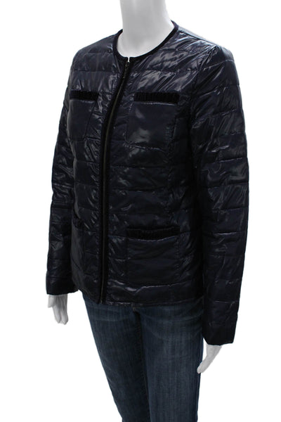 Talbots Women Quilted Jacket Blue Zip Polyester Long Sleeve Size XS
