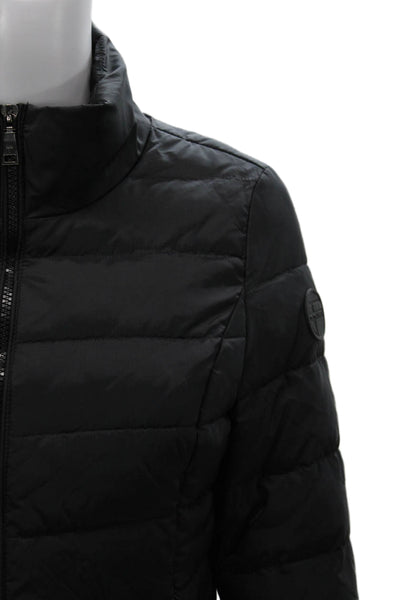 T Tahari Women Puffer Jacket Black Nylon Zip Long Sleeve Size S