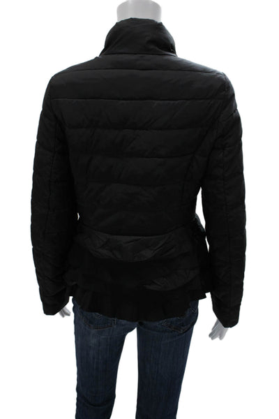 T Tahari Women Puffer Jacket Black Nylon Zip Long Sleeve Size S
