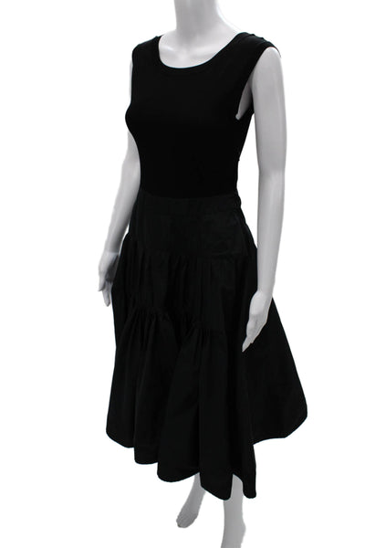 Moncler Women Peasant Skirt Black Polyester Zip Midi Size XS