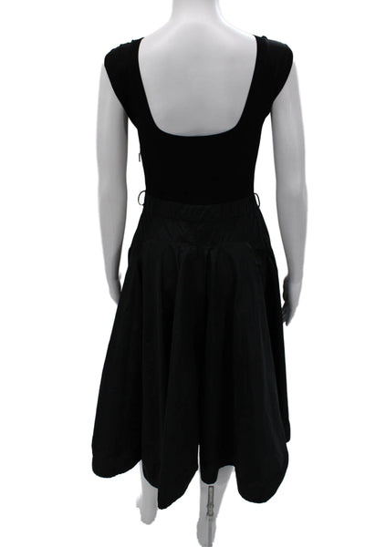 Moncler Women Peasant Skirt Black Polyester Zip Midi Size XS