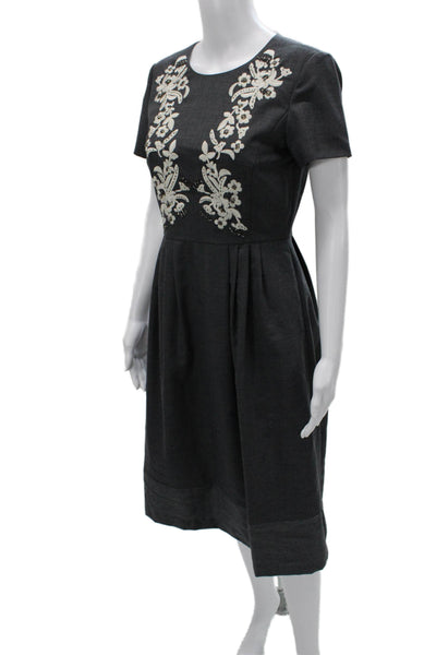 Brooks Brothers Red Fleece Women Fit & Flare Midi Gray Dress Size 2