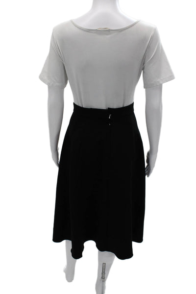 Marc Jacobs Women A-Line Black Midi Skirt Zip Closure Size 00