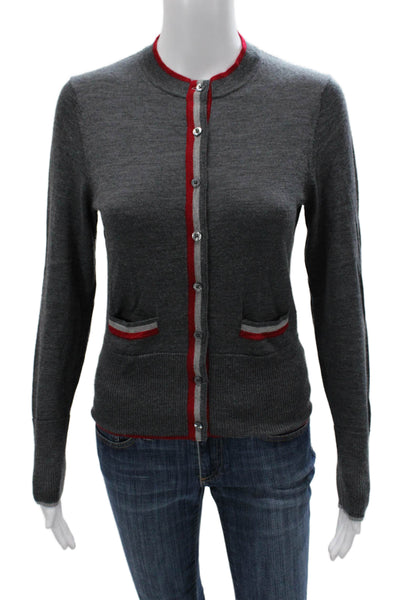Brooks Brothers Red Fleece Women Gray Merino Wool Round Neck Cardigan Size S