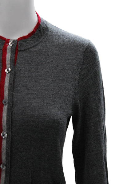 Brooks Brothers Red Fleece Women Gray Merino Wool Round Neck Cardigan Size S