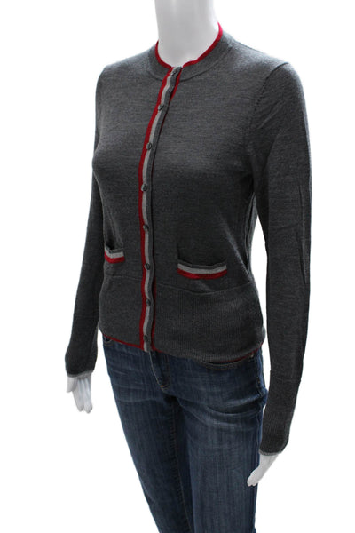 Brooks Brothers Red Fleece Women Gray Merino Wool Round Neck Cardigan Size S