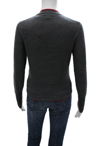 Brooks Brothers Red Fleece Women Gray Merino Wool Round Neck Cardigan Size S