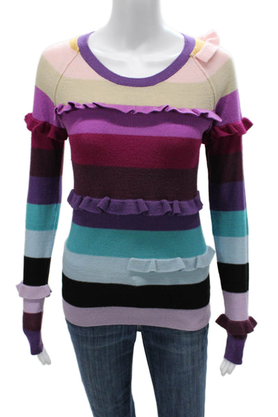 Sonia Sonia Rykiel Women Multicolor Striped Wool Pullover Long Sleeve Size M