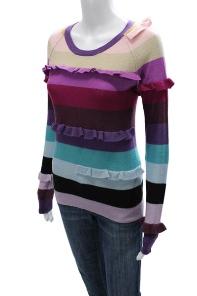 Sonia Sonia Rykiel Women Multicolor Striped Wool Pullover Long Sleeve Size M