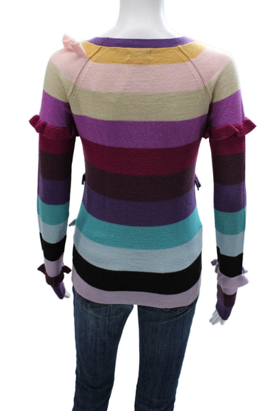 Sonia Sonia Rykiel Women Multicolor Striped Wool Pullover Long Sleeve Size M