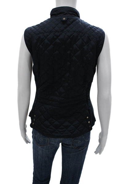 Zara Woman Women Quilted Argyle Blue Polyester Zip Vest Size M