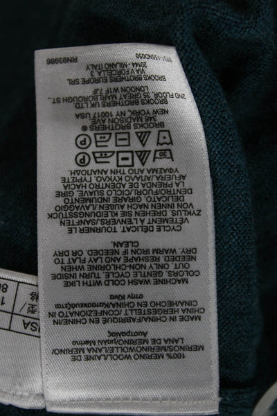 Brooks Brothers Womens Cardigan Blue Merino Wool Crew Neck Long Sleeve Size S