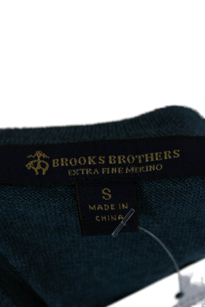 Brooks Brothers Womens Cardigan Blue Merino Wool Crew Neck Long Sleeve Size S