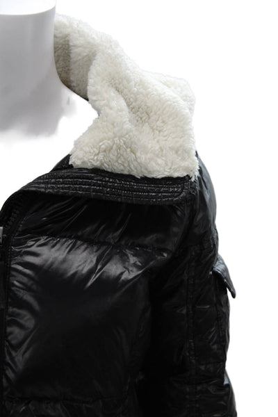 S13 NYC Womens Puffer Jacket Black Nylon Zip Long Sleeve Size S