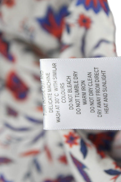 Hush Women Multicolor Floral High Neck Button Long Sleeve Basic Blouse Size 6