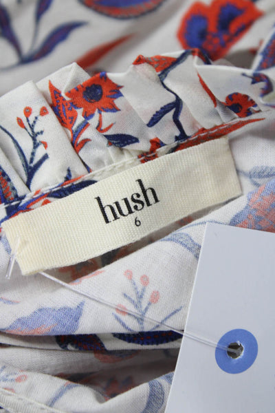 Hush Women Multicolor Floral High Neck Button Long Sleeve Basic Blouse Size 6