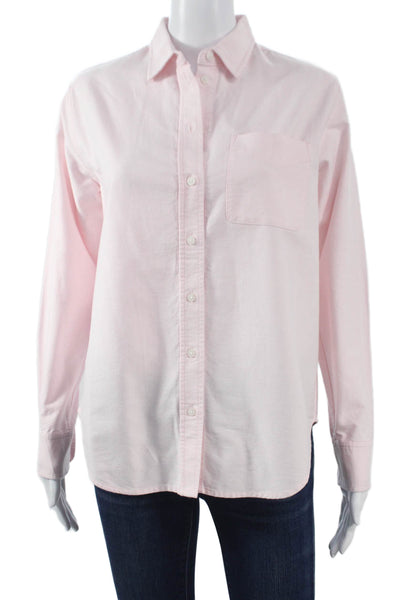 Everlane Women Basic Pink Organic Cotton Collared Long Sleeve Button-Up Size 2
