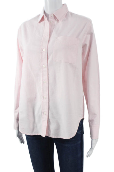 Everlane Women Basic Pink Organic Cotton Collared Long Sleeve Button-Up Size 2