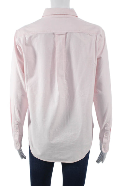 Everlane Women Basic Pink Organic Cotton Collared Long Sleeve Button-Up Size 2