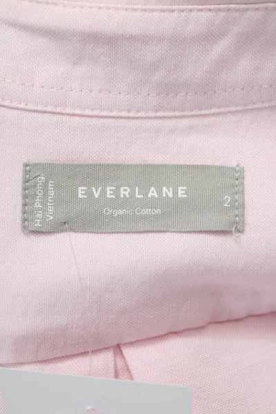 Everlane Women Basic Pink Organic Cotton Collared Long Sleeve Button-Up Size 2