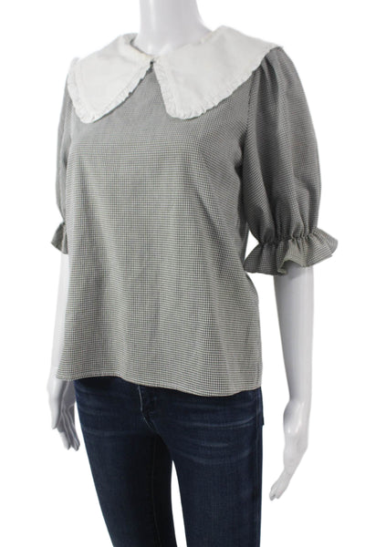 ROSAE Womens Collared Check Viscose Button 3/4 Sleeve Blouse Size 34