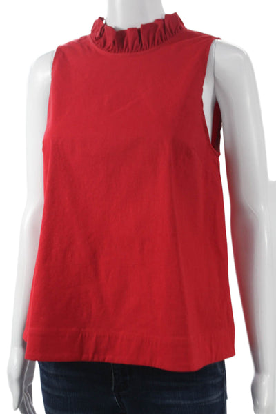 Sea New York Women Basic Linen High Neck Sleeveless Red Pullover Blouse Size 2