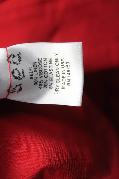 Sea New York Women Basic Linen High Neck Sleeveless Red Pullover Blouse Size 2