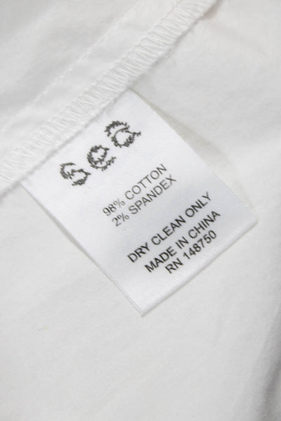 Sea New York Womens Basic Cotton High Neck 3/4 Sleeve White Blouse Size 2