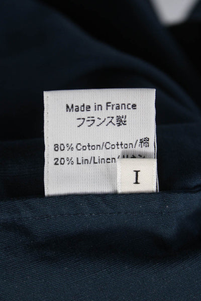 Atlantique Ascoli Women Basic Cotton Round Neck 3/4 Sleeve Blue Blouse Size 1