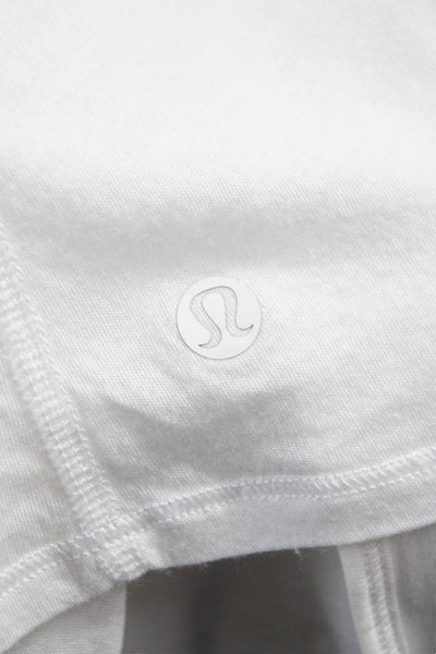 Lululemon Women Basic Boat Neck Long Sleeve T-Shirt White Cotton Blend Size 8